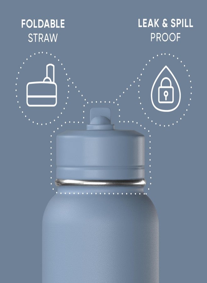 Hydrapeak 32oz Sport Insulated Water Bottle with Straw Lid, Leak & Spill Proof, Keeps Drinks Cold for 24 Hours, Hot for 12 Hours, Premium Stainless Steel Water Bottles (32oz, Modern Blue) - Image 2